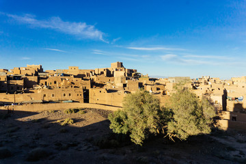 Fototapeta na wymiar Morocco tourism: Architecture Morocco. Ourzazate. Traditional Berber houses in the ancient city of Morocco.