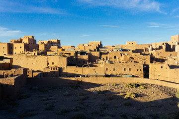 Morocco tourism: Architecture Morocco. Ourzazate. Traditional Berber houses in the ancient city of Morocco.
