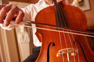 One cellist performing a cello piece