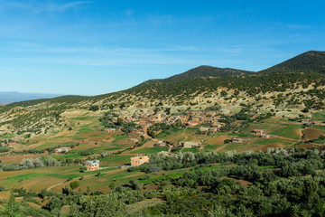 Morocco tourism: Mountains in Morocco. Landscape with Atlas Mountains.