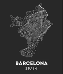 Keuken foto achterwand Barcelona stadsplattegrond van Barcelona met goed georganiseerde gescheiden lagen.