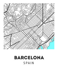 Fototapeta na wymiar city map of Barcelona with well organized separated layers.