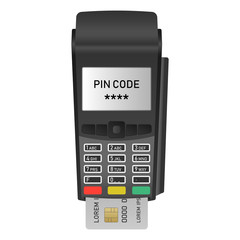 Payment terminal icon. Realistic illustration of payment terminal vector icon for web design isolated on white background