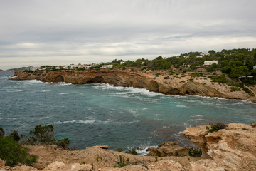 Fototapeta na wymiar The coast in Llentia on the island of Ibiza