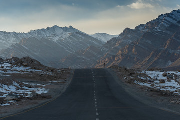 Leh Ladakh - Leh, Ladakh, India Beautiful View, landscape view of rural road around with mountain and sky background in Leh - Ladakh northern of India