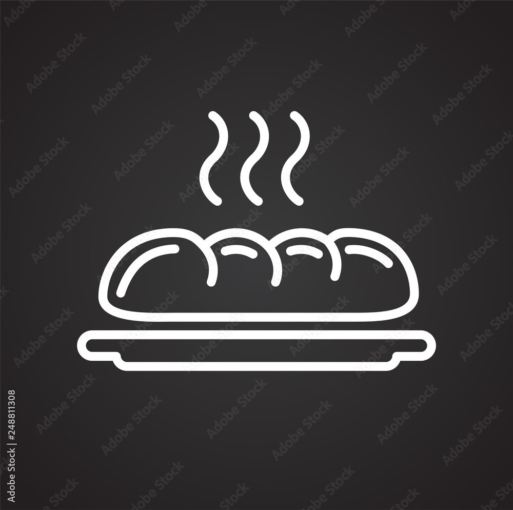 Poster pastry breakfast outline icon black background for graphic and web design, modern simple vector sign