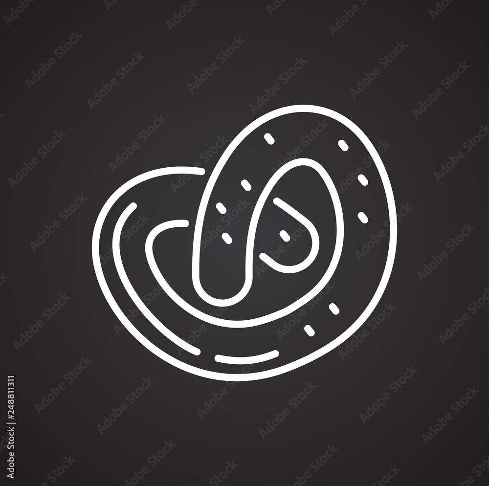 Poster pretzel outline icon black background for graphic and web design, modern simple vector sign. interne