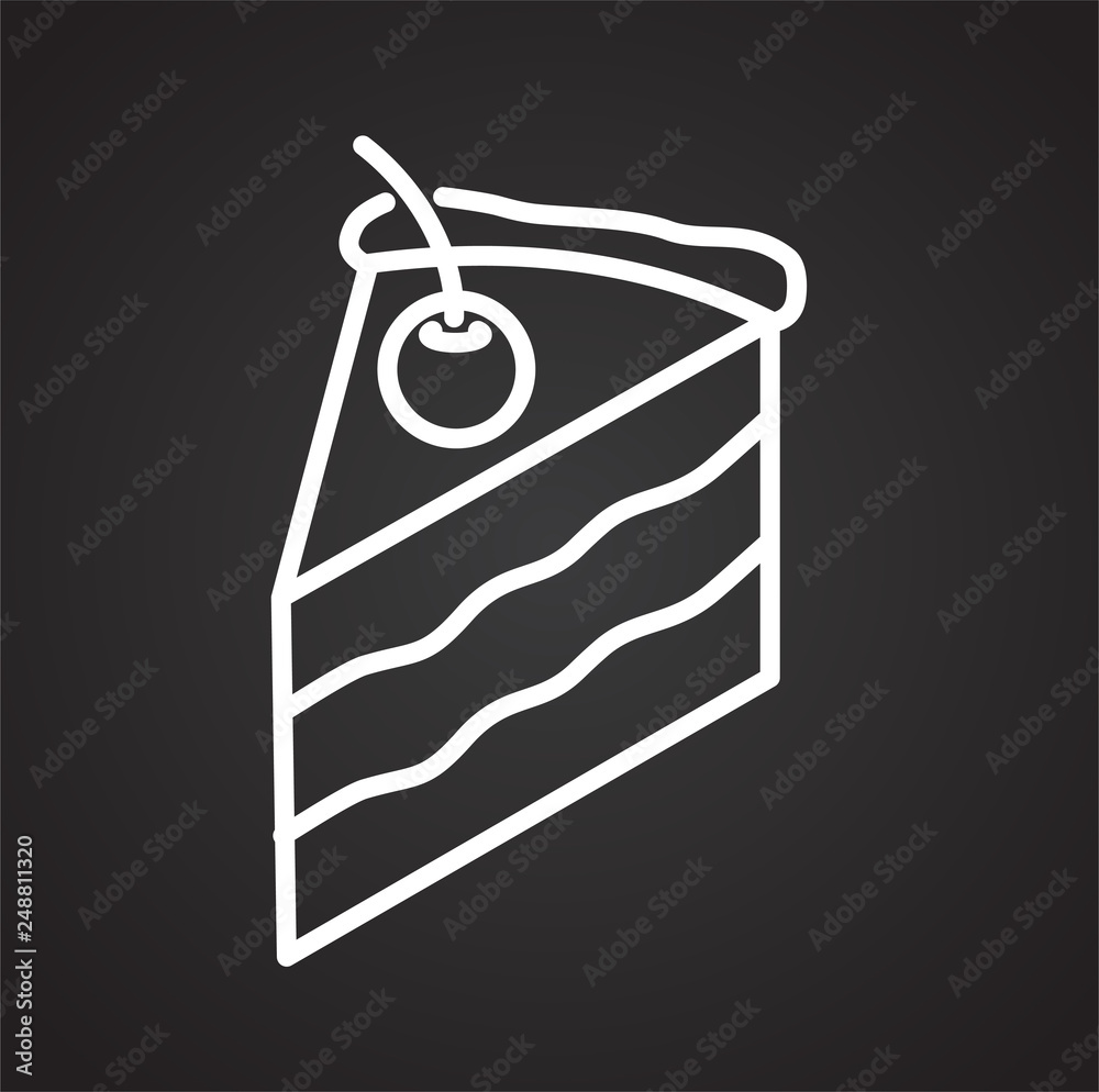 Poster cake outline icon on black background for graphic and web design, modern simple vector sign. interne