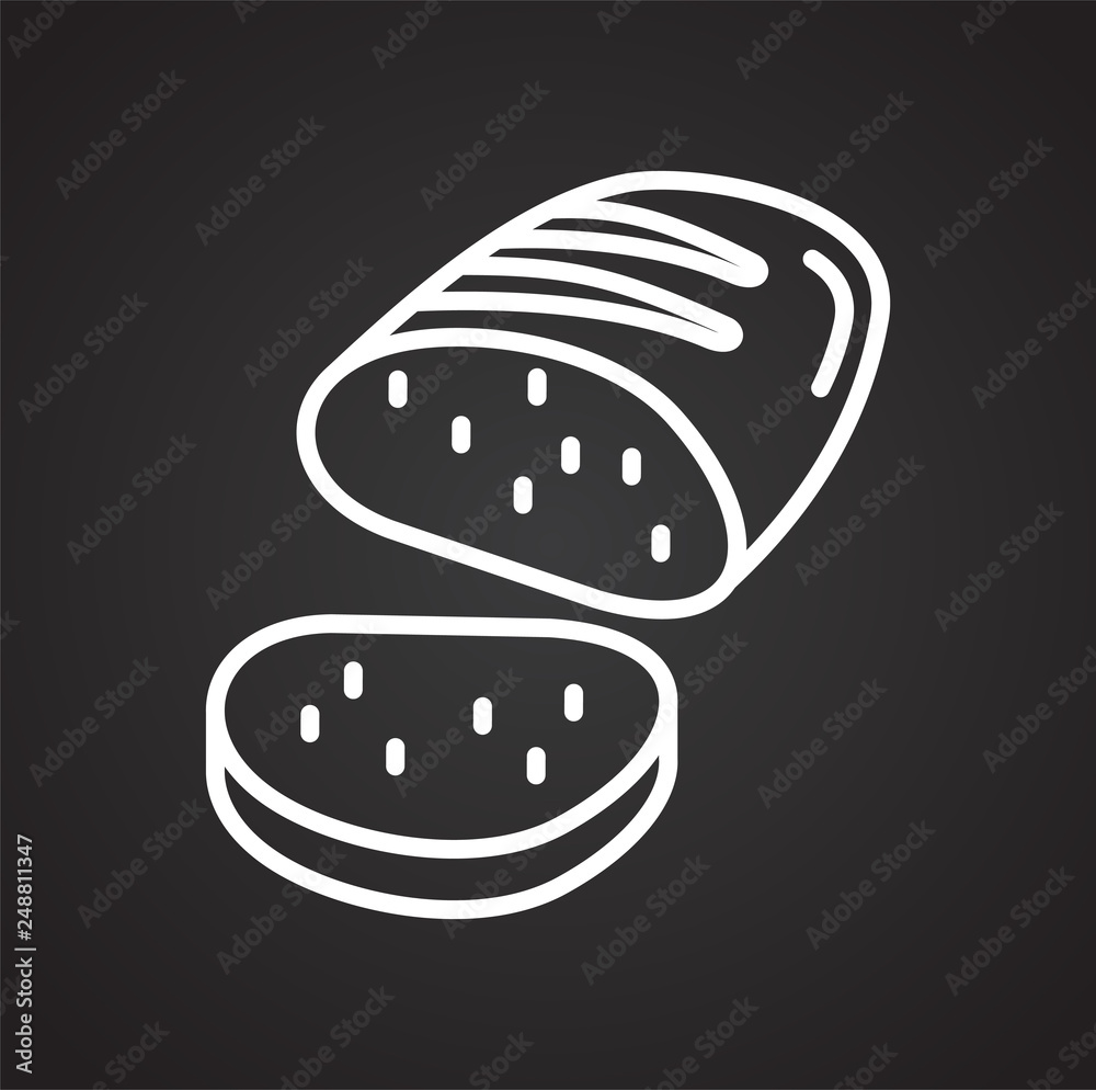 Poster bread outline icon black background for graphic and web design, modern simple vector sign. internet 