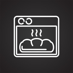Bakery oven outline icon black background for graphic and web design, Modern simple vector sign. Internet concept. Trendy symbol for website design web button or mobile app