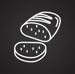 Bread outline icon black background for graphic and web design, Modern simple vector sign. Internet concept. Trendy symbol for website design web button or mobile app