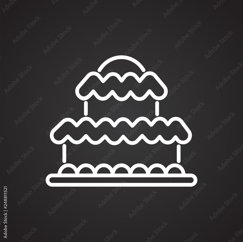 Poster cake outline icon on black background for graphic and web design, modern simple vector sign. interne
