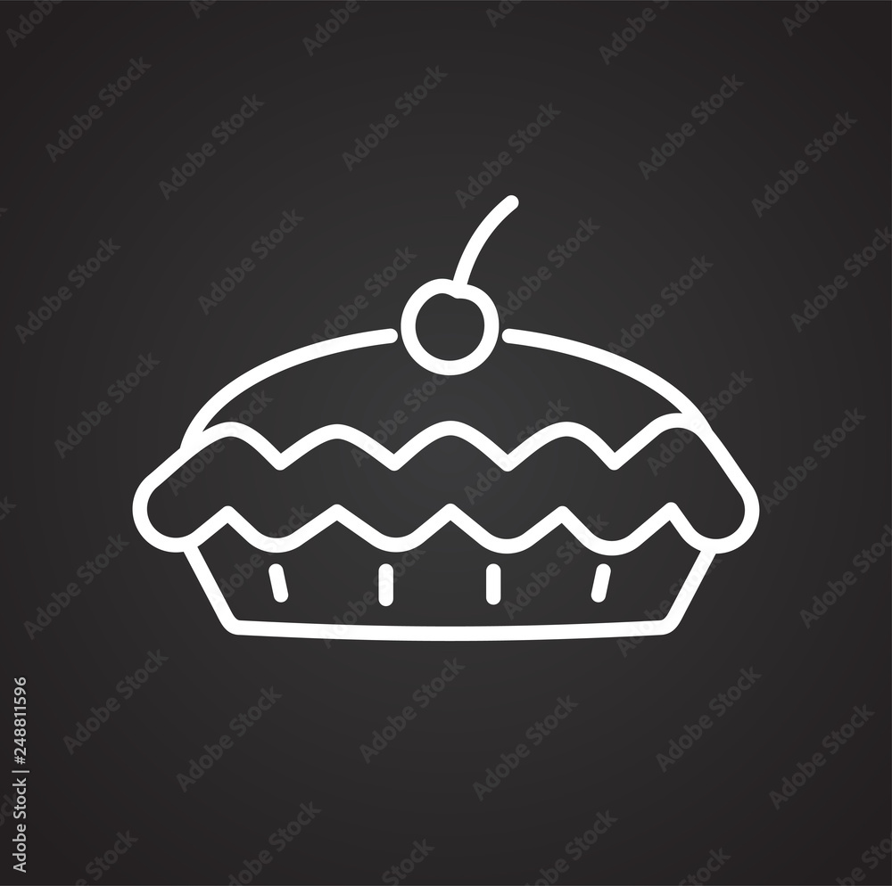 Poster pie outline icon on black background for graphic and web design, modern simple vector sign. internet