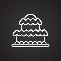 Cake outline icon on black background for graphic and web design, Modern simple vector sign. Internet concept. Trendy symbol for website design web button or mobile app