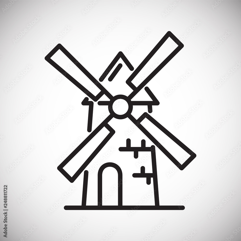 Poster mill outline icon white background for graphic and web design, modern simple vector sign. internet c
