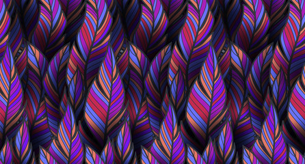 Bright, colorful seamless feather pattern for textile and wrapping
