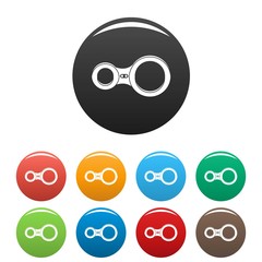 Hiking steel tool icons set 9 color vector isolated on white for any design