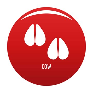 Cow step icon. Simple illustration of cow step vector icon for any design red