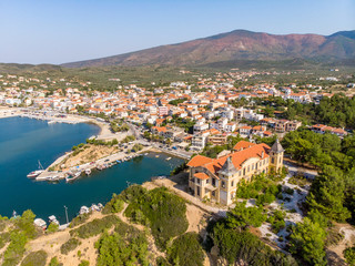 Limenaria Castle and Limenaria Town, the second most important city in Thasos Island, Greece