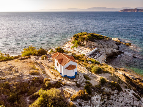 Thassos, Greece. Aerial view of one of the main tourist attraction on the island