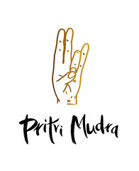 Obraz premium Pritvi Mudra - a gesture in yoga with your fingers. Symbol in concept of buddhism or hinduism. Mudra is effective for strengthening and healing the body. Vector illustration.