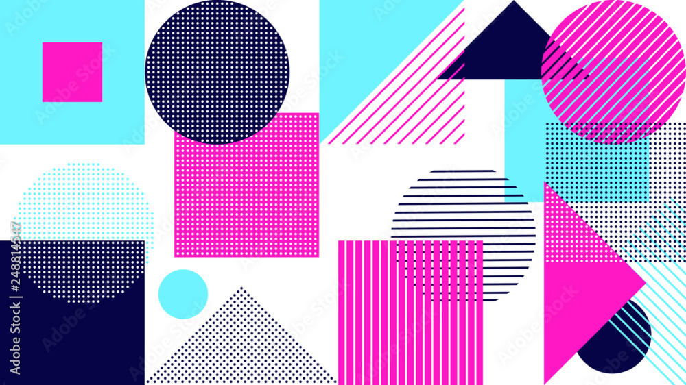 Poster abstract geometric shapes simple minimal background pattern flat style design vector illustration is