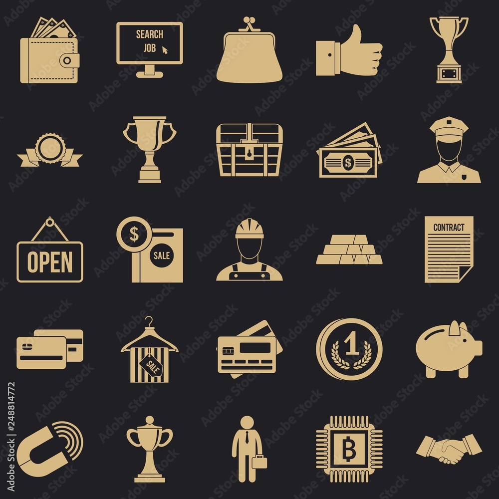 Poster cost icons set. simple set of 25 cost vector icons for web for any design