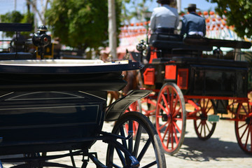Fototapeta premium the large carriages traffic at the Feria de Abril in Seville, Spain