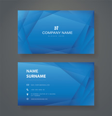 modern blue triangle double sided business card template vector eps10