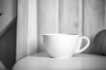 White mug on kitchen table