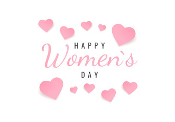 Vector illustration on the theme International women`s day. Typographic lettering Happy Women`s Day on a white background.