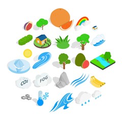Clean air icons set. Isometric set of 25 clean air vector icons for web isolated on white background