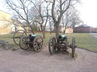 Fototapeta na wymiar old cannon in the field