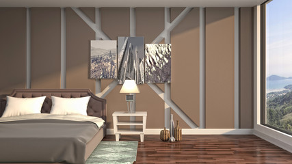 Obraz na płótnie Canvas Bedroom interior. 3d illustration