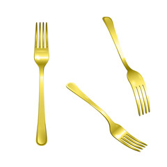 Set of realistic golden forks