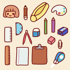 kawaii doodle stationary School Supplies for Children