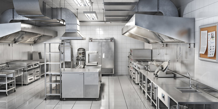 Industrial kitchen. Restaurant kitchen. 3d illustration