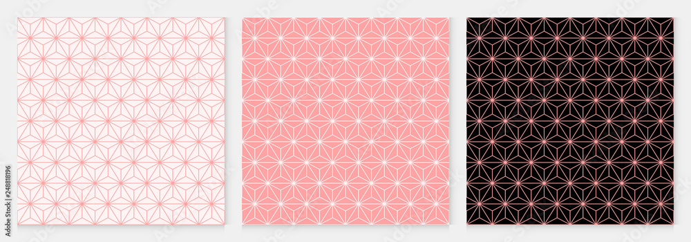 Aufkleber Pattern seamless cube and triangle abstract background pink luxury color geometric vector.