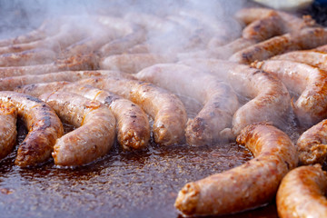 Street Food Cooking on Big Frying Pan Outdoor