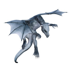 3D Rendering Fairy Tale Dragon on White