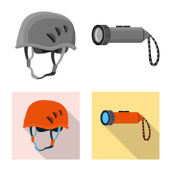 Isolated object of mountaineering and peak sign. Collection of mountaineering and camp stock vector illustration.