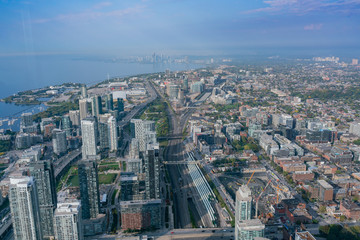 Fototapeta premium Aerial morning view of the Toronto downtown