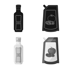 Vector illustration of can and food logo. Collection of can and package stock vector illustration.