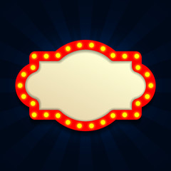 Vintage Retro Sign on curtain with spotlight. Vector Illustration