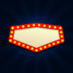 Vintage Retro Sign on curtain with spotlight. Vector Illustration