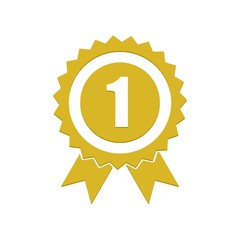 Number 1 winner ribbon award badge, Gold medal