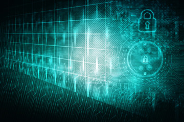 2d illustration Safety concept: Closed Padlock on digital background