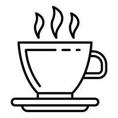 Hot coffee cup icon. Outline hot coffee cup vector icon for web design isolated on white background