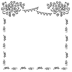 春　手描き　アイコン　フレーム　イラスト