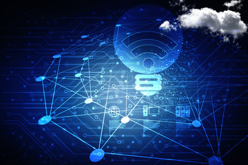 2d illustration wifi sin with bulb